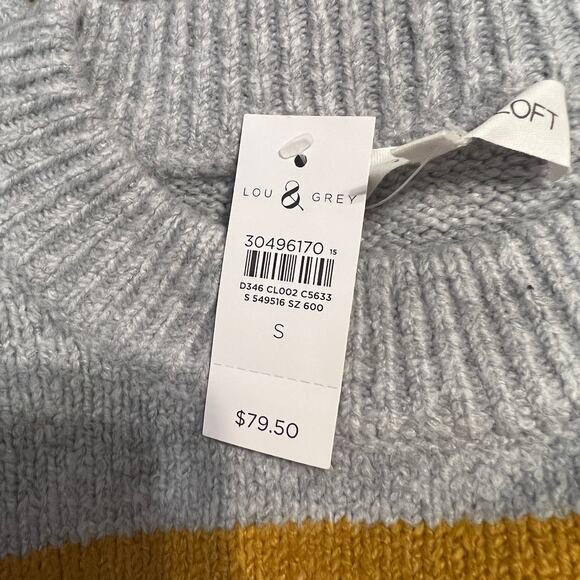 NWT LOFT Lou & Grey Pink/Gold/Grey Multi Striped Crewneck Sweater - Picture 8 of 9